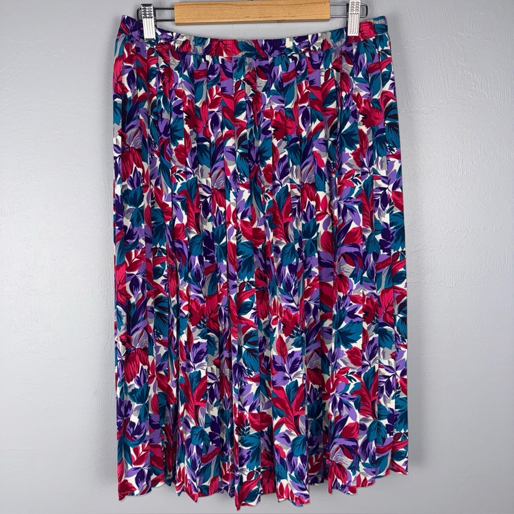Eastex‎ Pleated Skirt Women’s *18 Multi Color Floral Elasticated Waist READ